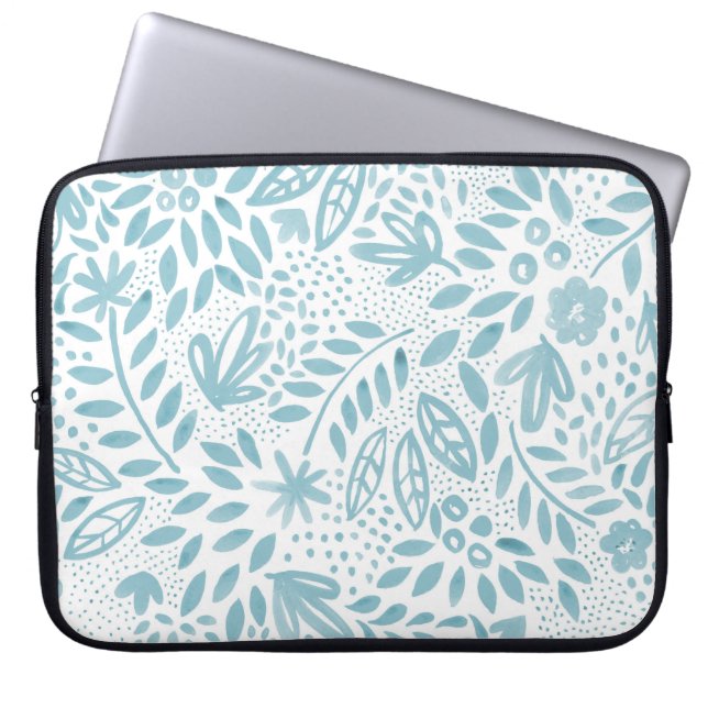 Belle Blue Floral-laptophoes Laptop Sleeve (Voorkant)