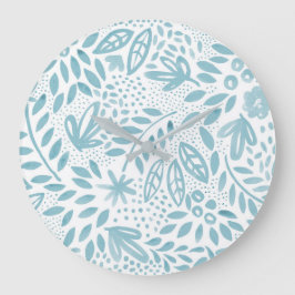 Belle Blue Floral Waterverf Wall Clock Grote Klok
