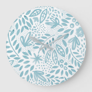 Belle Blue Floral Waterverf Wall Clock Grote Klok