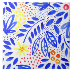 Belle Bold Floral Ceramic Tile - 1 Tegeltje