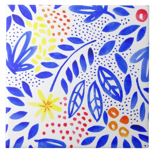 Belle Bold Floral Ceramic Tile - 1 Tegeltje (Voorkant)