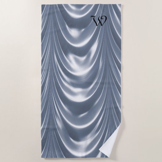 Belle Drape Zacht Bleau Elegant Patroon Monogram Strandlaken (Voorkant)