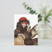 Belle, een dame die kerstwinkelt feestdagenkaart (Staand voorkant)