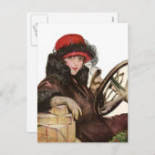 Belle, een dame die kerstwinkelt feestdagenkaart (Voorkant / Achterkant)