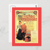 Belle époque 1899 Italiaanse poster voor het trein Briefkaart (Voorkant / Achterkant)