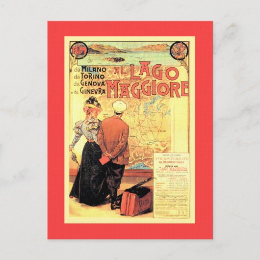 Belle époque 1899 Italiaanse poster voor het trein Briefkaart (Voorkant)