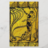 Belle Epoque, Art Nouveau, , goud, zwart, vrouw Briefpapier (Voorkant)