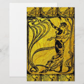 Belle Epoque, Art Nouveau, , goud, zwart, vrouw Briefpapier (Voorkant / Achterkant)