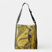 Belle Epoque, Art Nouveau, , goud, zwart, vrouw Crossbody Tas (Achterkant)