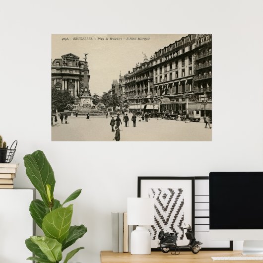Belle Epoque Brussels Place de Broucker Poster (Thuiskantoor)
