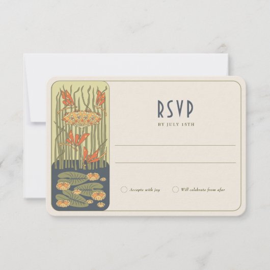 Belle Époque Dragonfly Liefde - Art Nouveau RSVP Kaart (Voorkant)