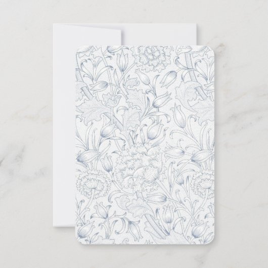 Belle Époque Elegance: Stoffelijk Blauw Bruiloft D Kaart (Achterkant)