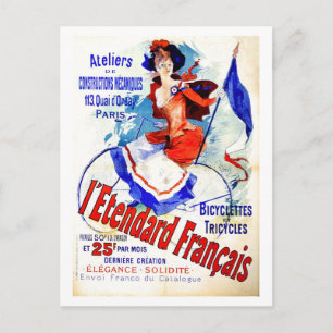 Belle epoque Franse fiets en chéret Briefkaart