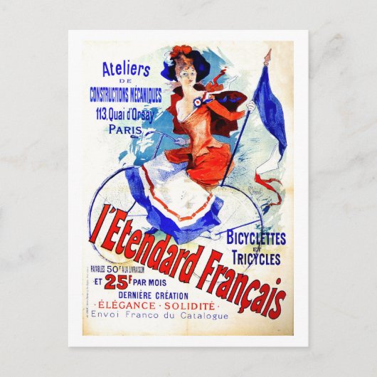  Belle epoque Franse fiets en chéret Briefkaart (Voorkant)