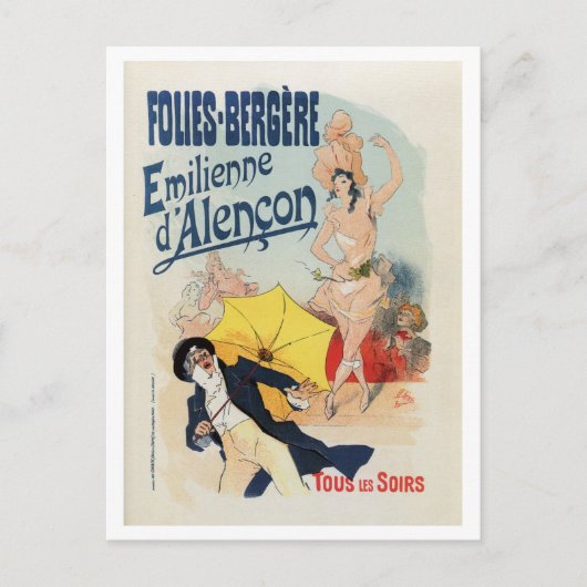  belle epoque Franse muziekzaal en Cheret Briefkaart (Voorkant)