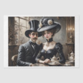 Belle epoque paar in een café 'de Paris Tissuepapier (Voorkant)