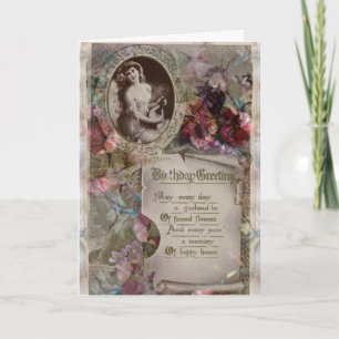 Belle Epoque stijl Bloemen Verjaardag Kaart
