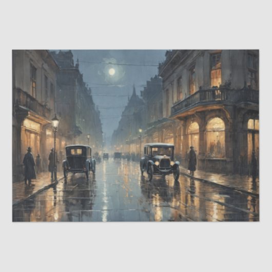 Belle Époque straatverlichting - Decoupage - Tissuepapier (Voorkant)