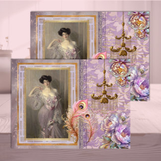 Belle Époque-vrouw in zachte lila roze decoupage Tissuepapier