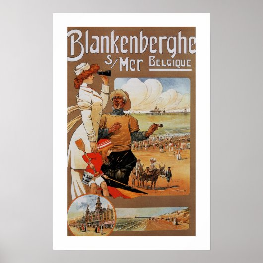 Belle epoque zomerstrandreis Blankenberge Poster (Voorkant)