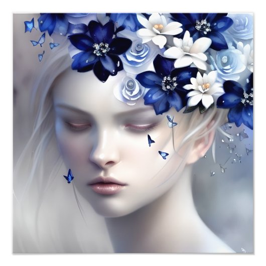 Belle in blauw foto afdruk (Voorkant)