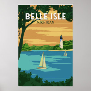 Belle Isle Park Michigan Reis Vintage Kunst Poster