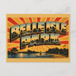 Belle Isle Park Michigan Rivier Bos Meren Kunst Briefkaart