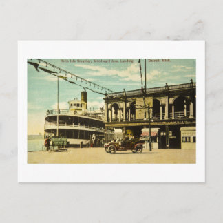Belle Isle Steamer, Woodward Ave. De landing, Detr Briefkaart
