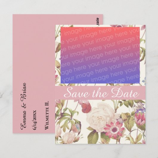 Belle Jardin Save the Date-ansichtkaart Briefkaart (Voorkant / Achterkant)