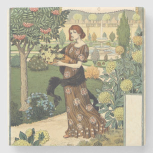 Belle Jardiniere - September - Eugene Grasset Stenen Onderzetter