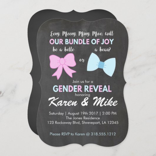 Belle of Beau Genderonthulling Uitnodigingen (Voorkant / Achterkant)