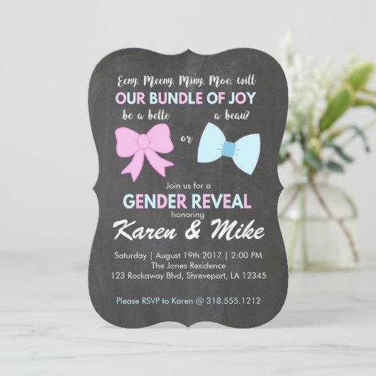 Belle of Beau Genderonthulling Uitnodigingen (Staand voorkant)