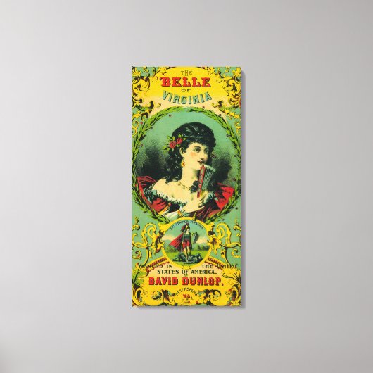 Belle of Virginia Tobacco LabelPetersburg, VA Canvas Afdruk (Voorkant)
