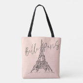 Belle Paris | Floral Flowers Paris Eiffel Tower Tote Bag (Achterkant)