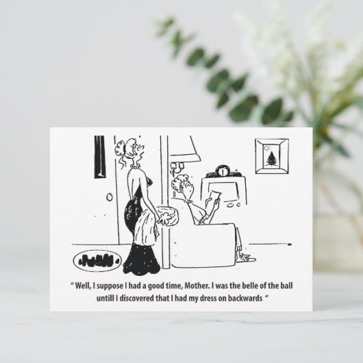 Belle van de bal, grappig save the date (Staand voorkant)