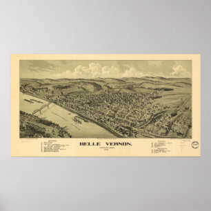 Belle Vernon Pennsylvania 1902 Antiek Panorama Poster