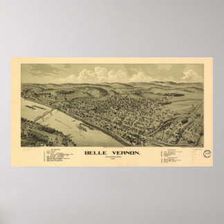 Belle Vernon Pennsylvania 1902 Antiek Panorama Poster
