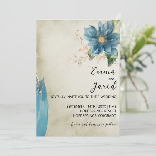 Belle Waterverf bruiloft uitnodiging (Staand voorkant)