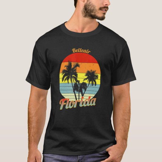 Belleair Florida Retro Tropical Palm Trees Vacatio T-shirt (Voorkant)