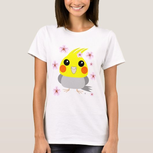 BelleBelle cockatiel/vogel w/Cherry Blossom T-shirt (Voorkant)
