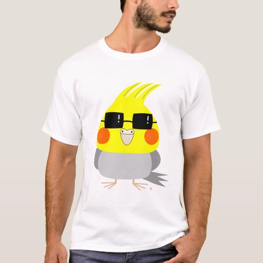 BelleBelle-karaktercockatiel/vogel met zonnebril T-shirt (Voorkant)