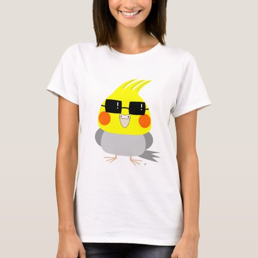 BelleBelle-karaktercockatiel/vogel met zonnebril T-shirt (Voorkant)