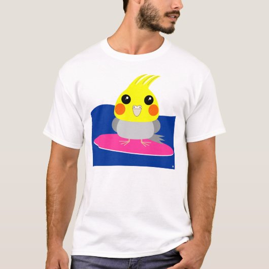 BelleBelle-tekencockatiel/vogelsurfen T-shirt (Voorkant)