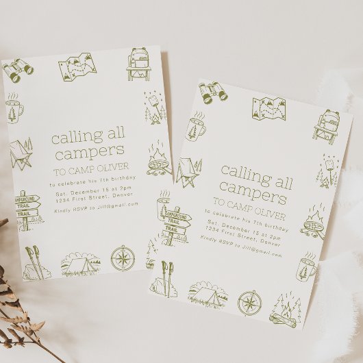 Bellen Alle Campers Kids Verjaardagsfeest Uitnodig Kaart