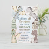 Bellen Alle Draken Waterverf 1e Verjaardag Kaart (Staand voorkant)