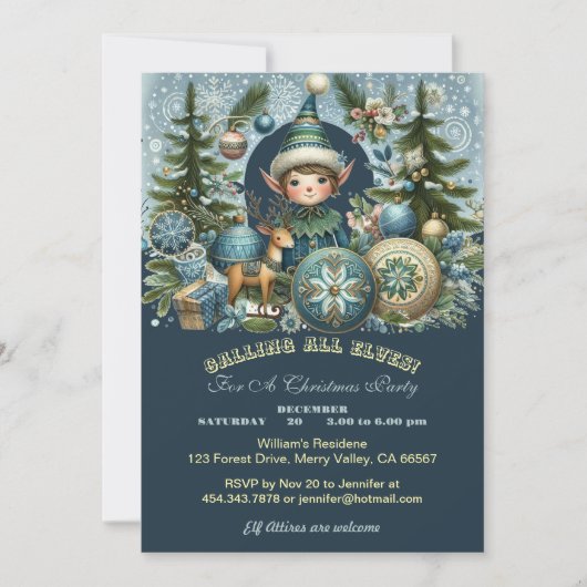 Bellen Alle Elfen Sneeuwvlokken Hail Christmas Par Kaart (Voorkant)