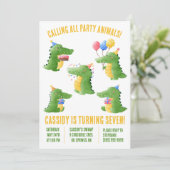 Bellen Alle Feestdieren Krokodil Verjaardagsfeest Kaart (Staand voorkant)