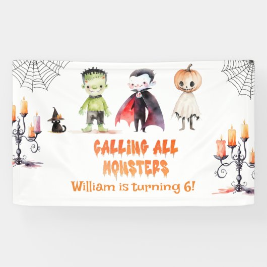 Bellen alle monsters Halloween Kostuum feest Spandoek (Horizontaal)