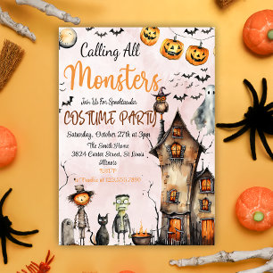 Bellen alle monsters Halloween kostuum uitnodiging