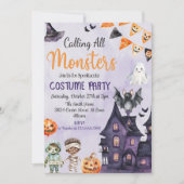 Bellen Alle Monsters Halloween Kostuumfeest Kaart (Voorkant)